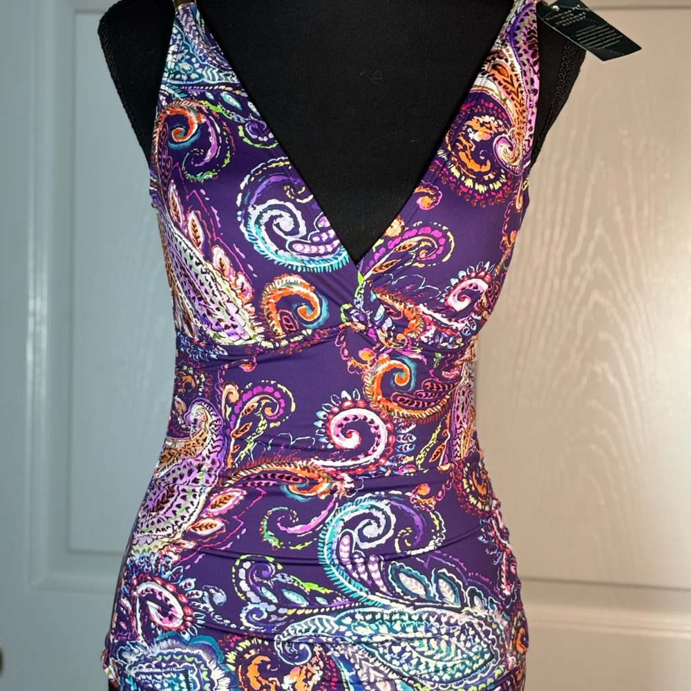 Ralph Lauren Purple Paisley One Piece Swimsuit